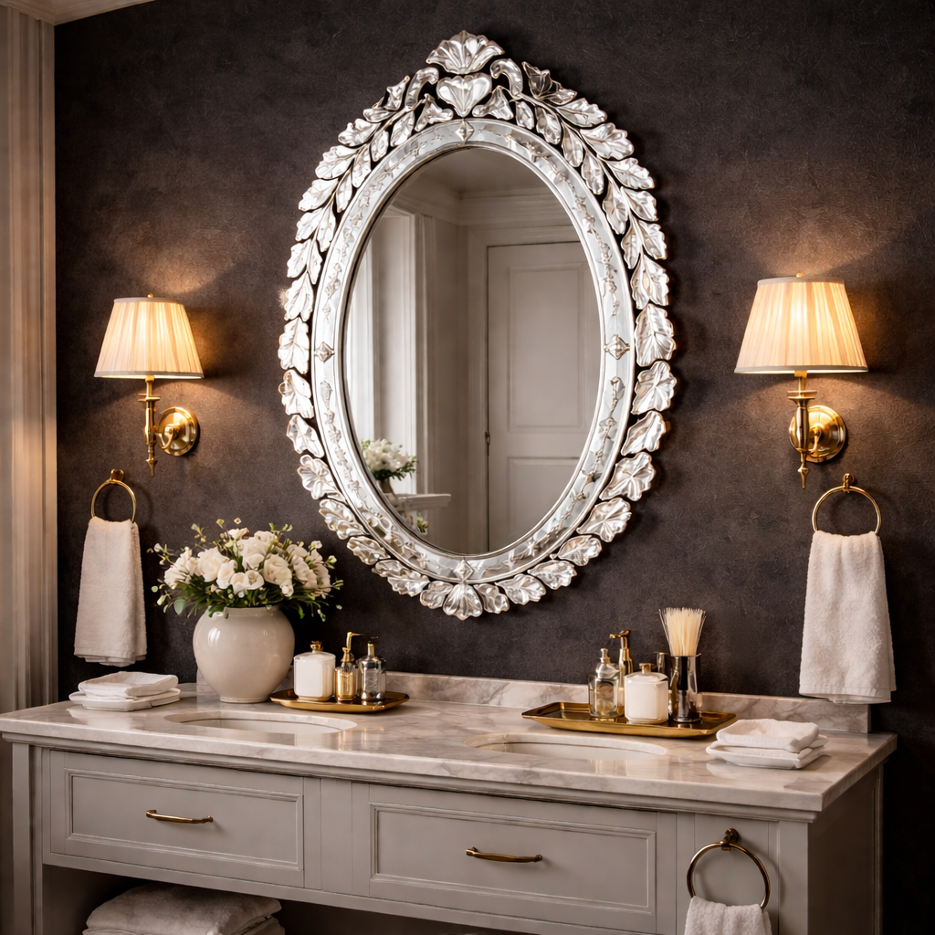 Serene Scroll Round Mirror thumbnail